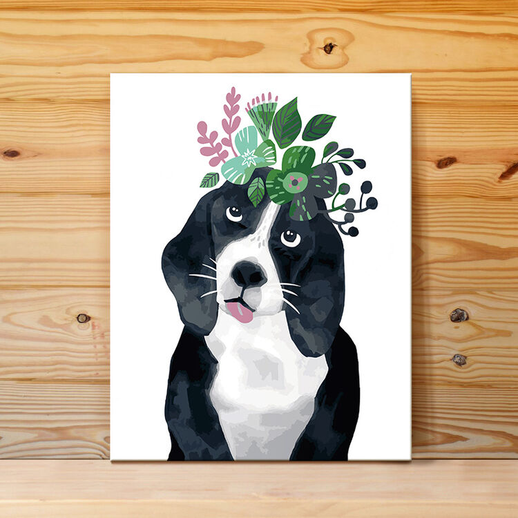 自油自画 数字油画diy动物卡通动漫狗年挂简约现代客厅装饰画纯手绘
