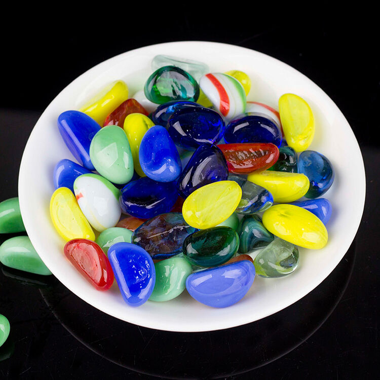 拾春约 鱼缸装饰造景玻璃鹅卵石雨花石阳台装饰彩色小石子水培五彩石