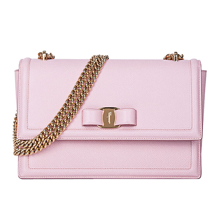 ferragamo 菲拉格慕 女士牛皮链条手提包单肩包 粉色21g462 0683705