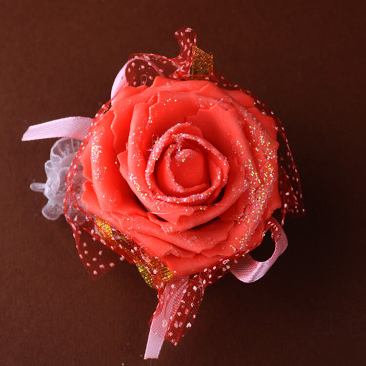 结婚婚庆婚礼用品 新娘伴娘手腕花姐妹手花韩式 闪粉手腕花 红色