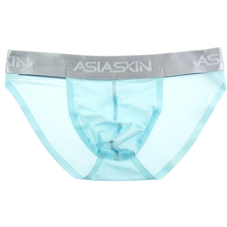 超薄冰丝宽腰高开叉内裤 男生性感包臀三角002kb 浅蓝色 m