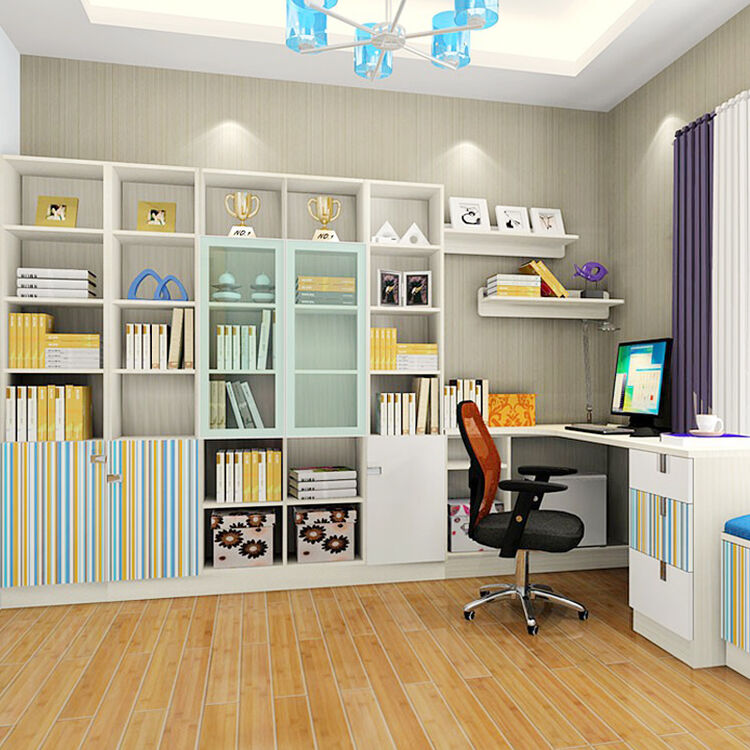 尚品宅配 书柜 书架定制 书柜 电脑桌椅 免费家具设计 书房家具9件套
