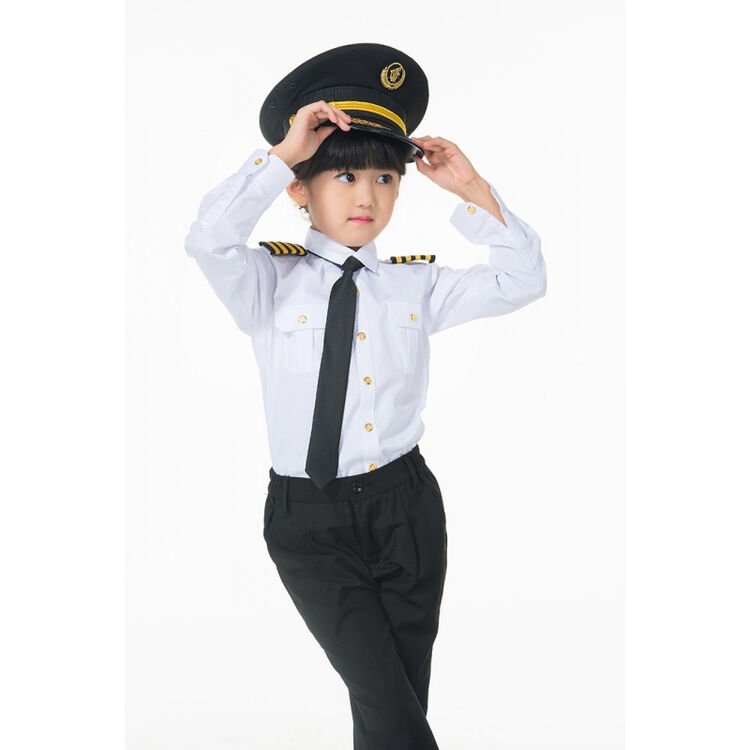 儿童空军空姐空少服装男女童飞行员制服少儿机长时装表演出服套装 女