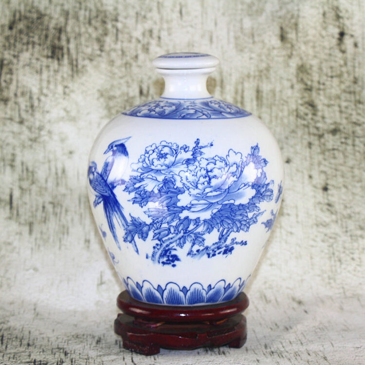 陶之念 酒坛收藏 青花牡丹20斤酒瓶 白酒酒具 带密封圈