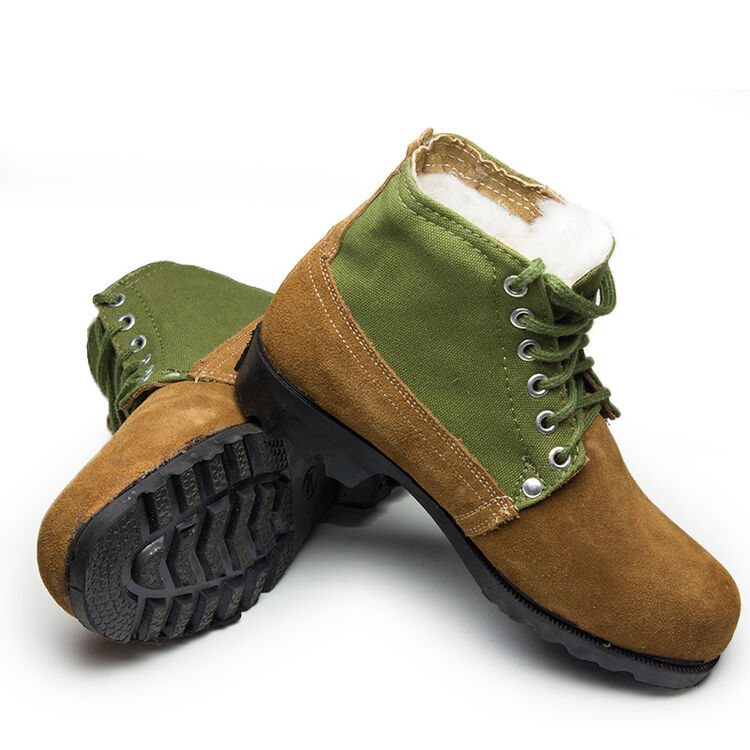 羊毛军靴 军勾男棉鞋加绒大头鞋 劳保加厚雪地靴防寒保暖 驼色 35