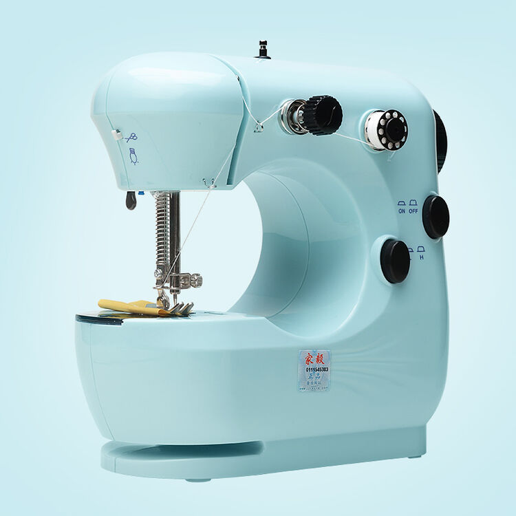 家用缝纫机电动迷你多功能小型 手动吃厚缝纫机微型脚踏 湖天青
