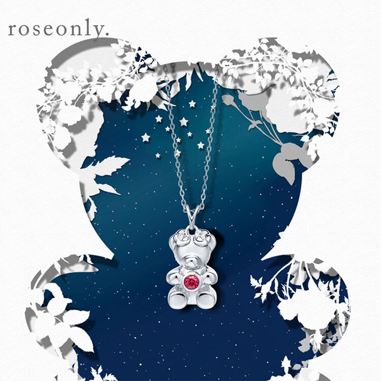 roseonly 玫瑰熊星座s925银小熊吊坠女士项链 白羊座 项链