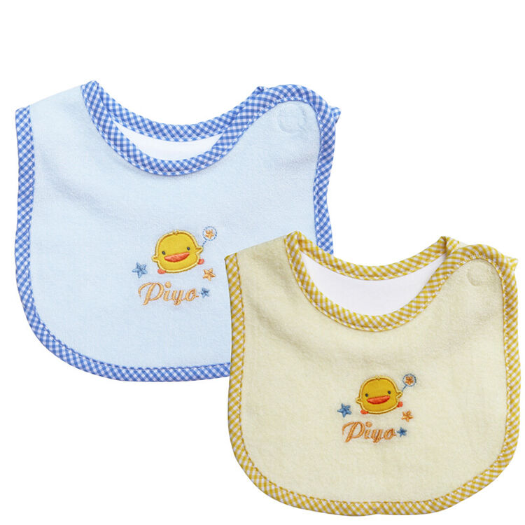 黄色小鸭(piyopiyo) 婴幼儿围兜 全棉喂食围嘴 口水巾1入32204 浅蓝