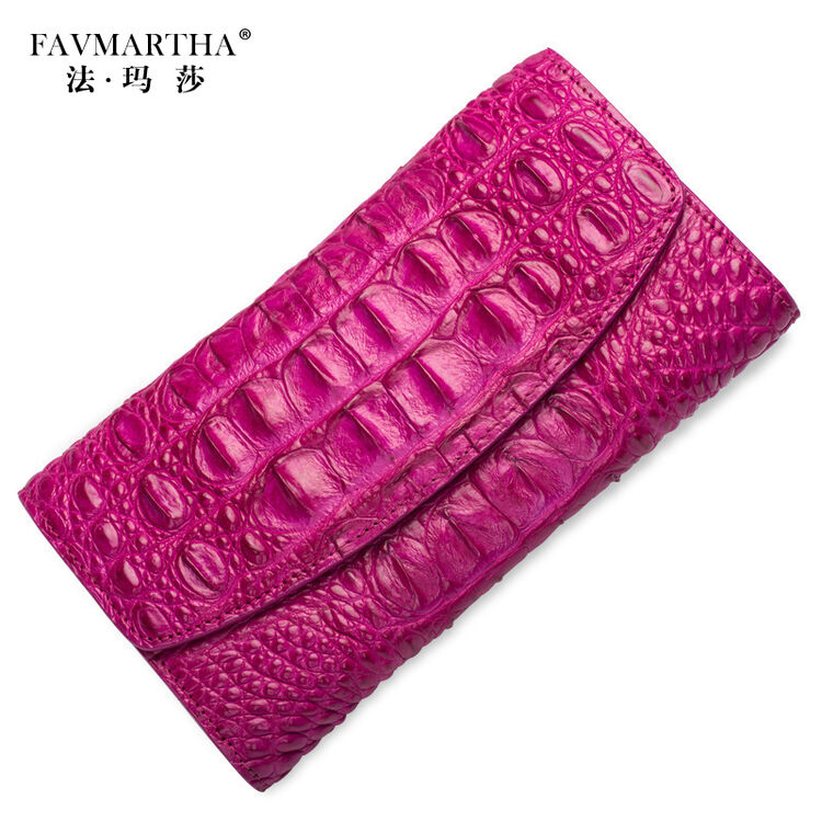 法玛莎品牌2018新款鳄鱼皮女士钱包欧美时尚潮流个性长