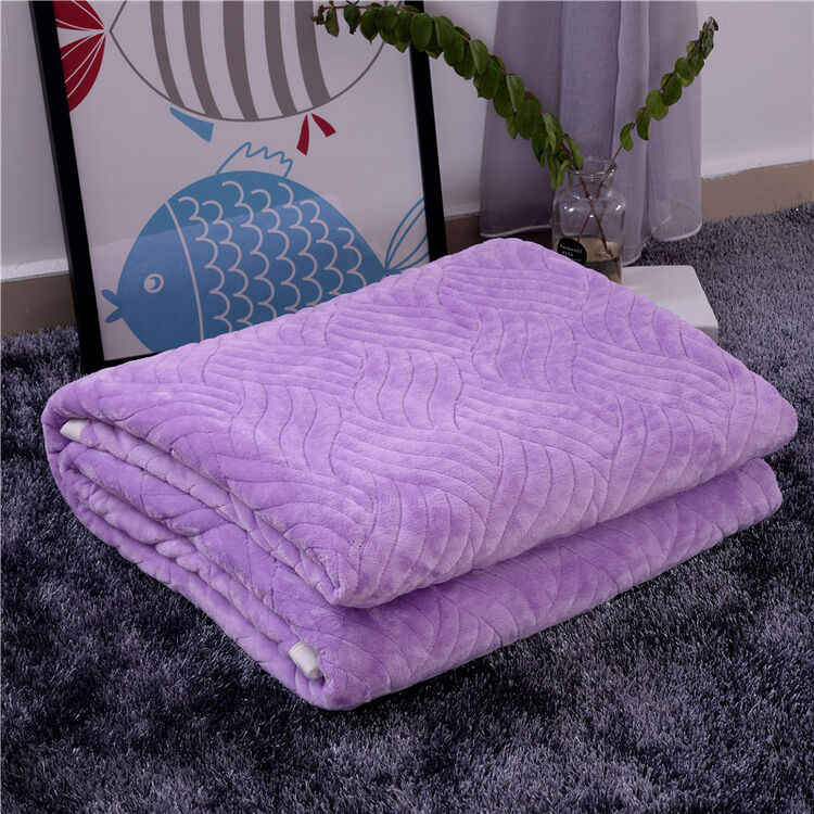 加厚毛毯子针织棉秋冬毯休闲毯加厚加大单人双人多功能毛毯 紫色h