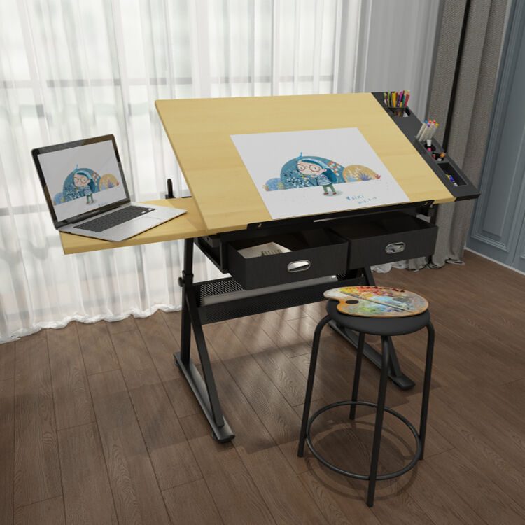 巫记美式可升降书画绘画画图画案美术制图绘图桌设计师书桌工作台桌子
