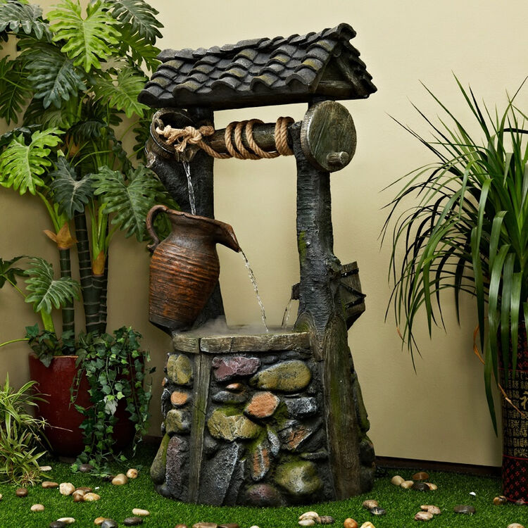 大型落地古井假山田园风流水摆件水景喷泉室内鱼池阳台盆景 福井