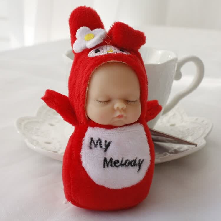 睡梦娃娃钥匙扣仿真睡觉baby包包挂件挂饰汽车挂件 乳白色 小兔melody