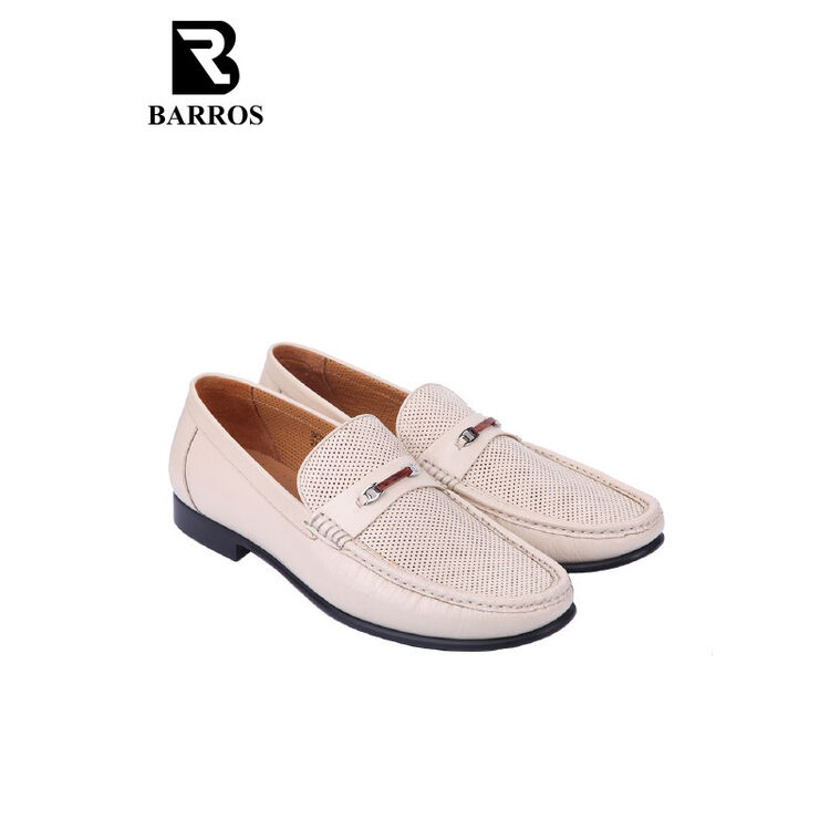巴路士barros 男士米白色袋鼠皮商务鞋 米白 39