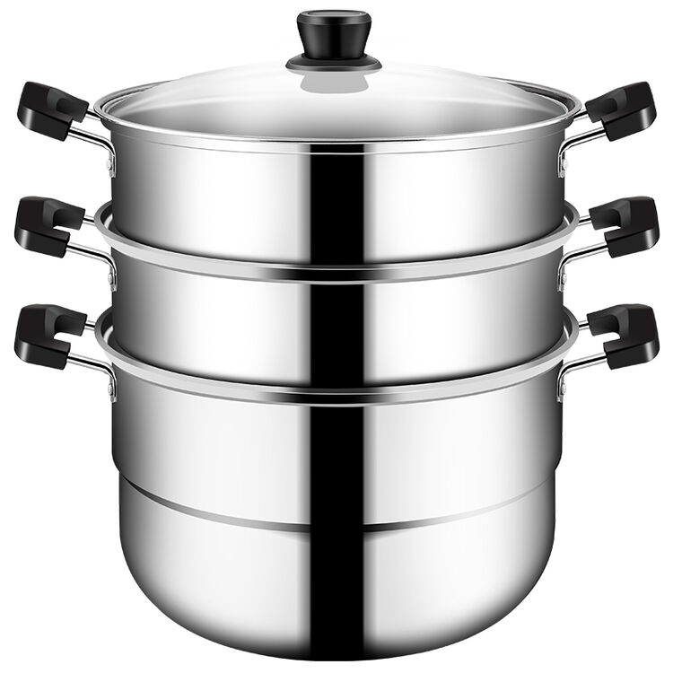 不锈钢蒸锅 三层多功能蒸锅 组合盖 28cm电磁炉通用