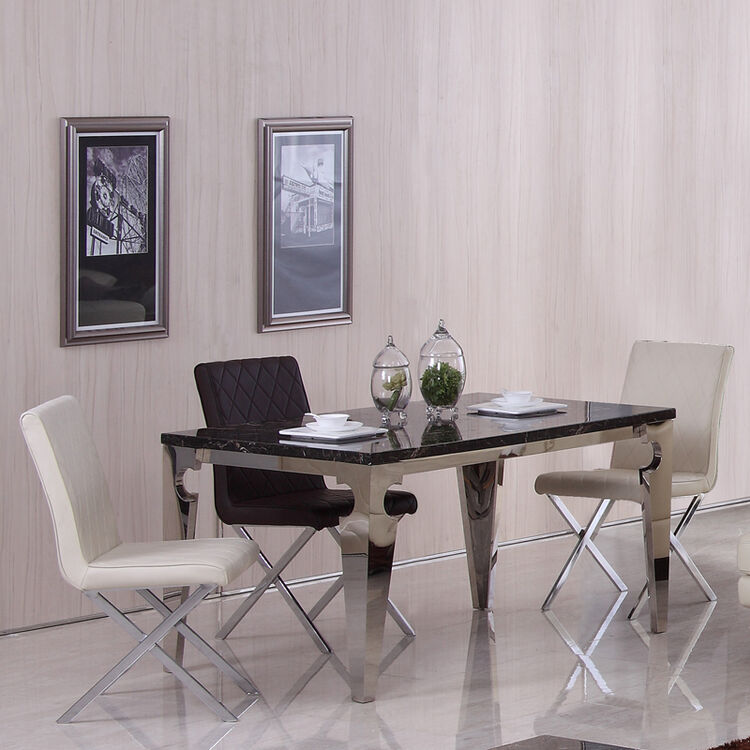 noaher诺亚 大理石面 不锈钢主架简约风格餐台椅组合餐厅家具一桌四