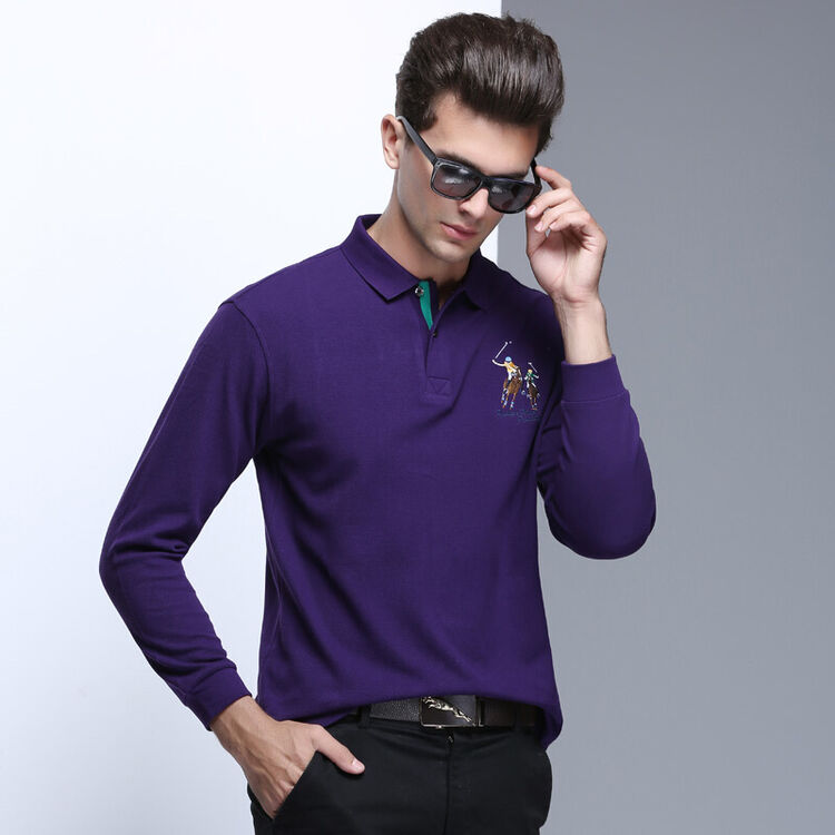 羊毛衫博帝宾利长袖t恤2018秋装新款青年男式翻领polo衫纯棉polo衫