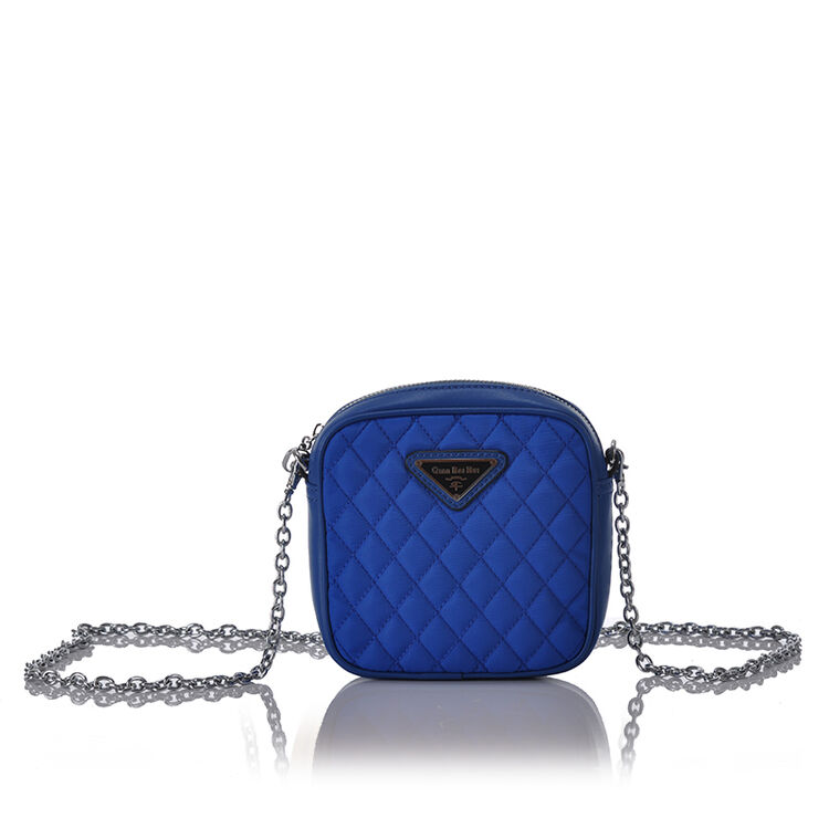千百惠女士包包2014女包新款时尚春款菱格单肩包斜挎包迷你包7096蓝