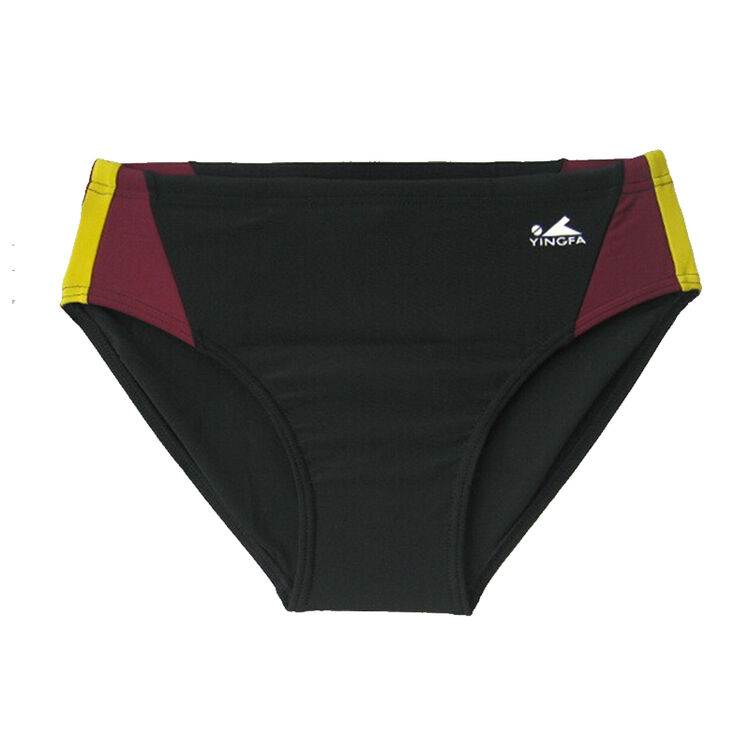 英发yingfa泳裤男士三角游泳裤专业竞速款 儿童成人码 9706-4黑色棕边