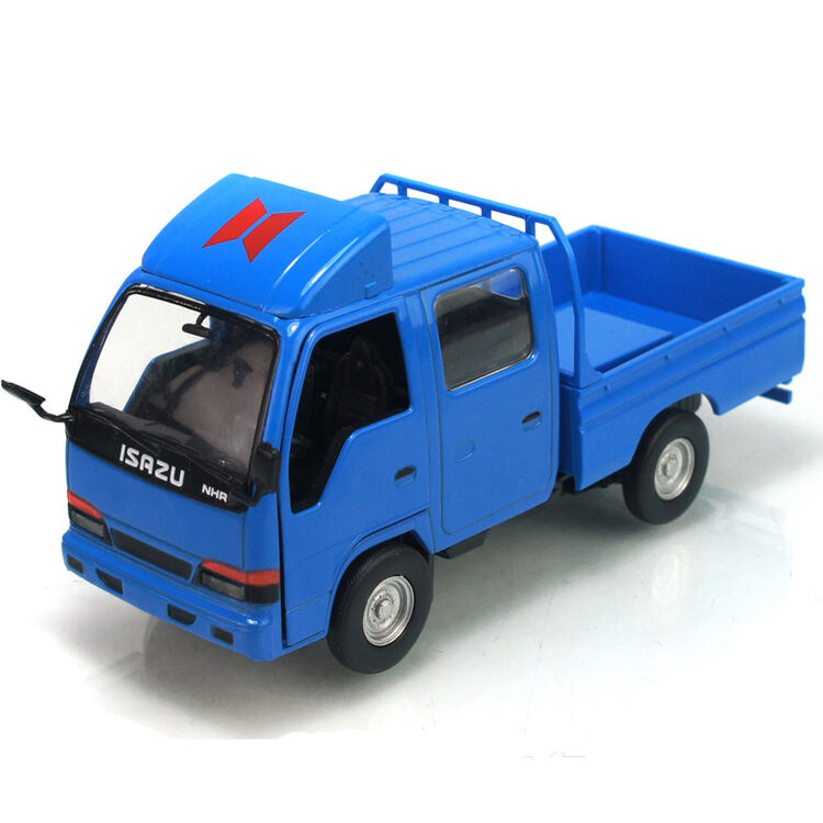 升辉合金车模型仿真车模儿童玩具车军事模型车 蓝色货运车