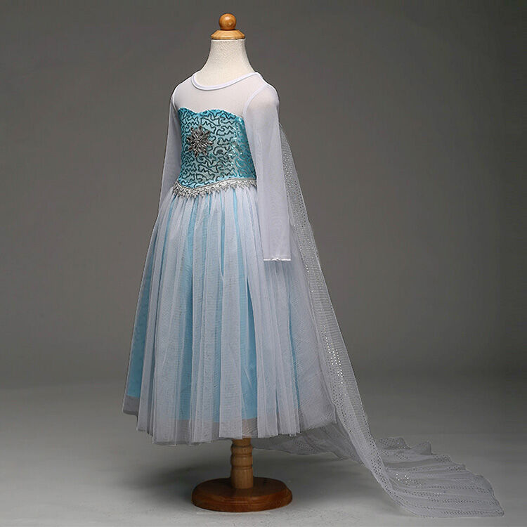 特万圣节冰雪奇缘艾莎公主裙 elsa披纱连衣裙 爱莎礼服女王裙 裙子