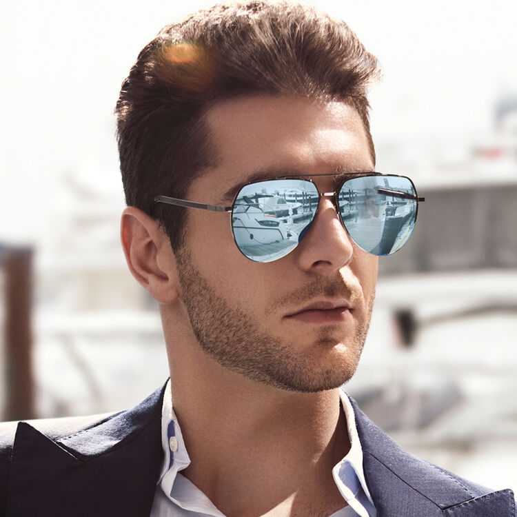 海伦凯勒太阳镜男款偏光司机驾驶镜炫彩蛤蟆镜时尚墨镜 黑框白水银