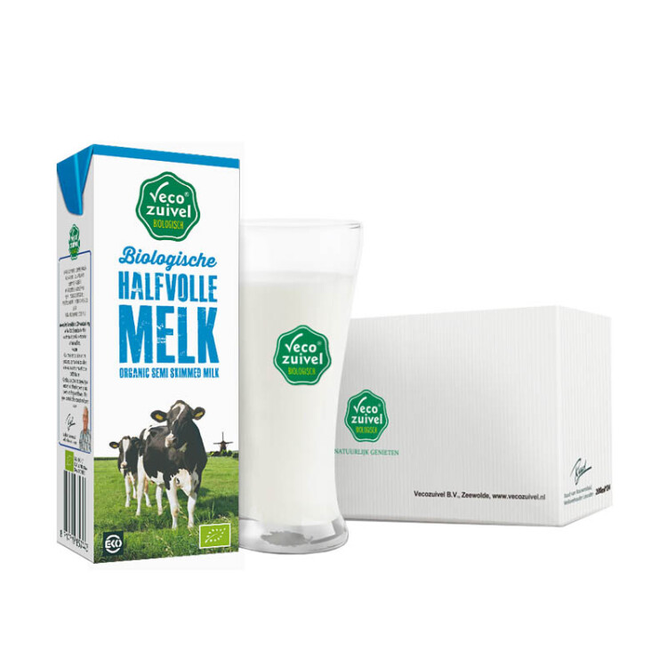荷兰进口 乐荷（vecozuivel）部分脱脂有机纯牛奶 200ml*24盒家庭装 光明服务菜管家商品 
