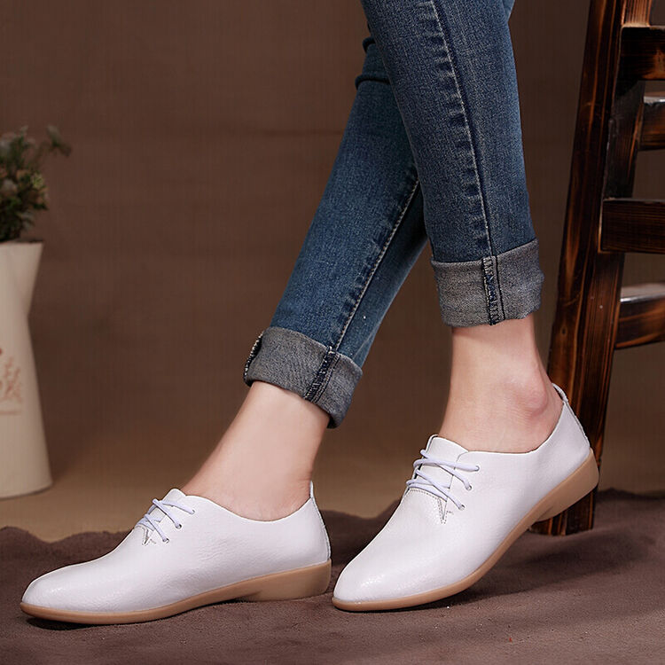 2017新款春秋英伦平底尖头小白鞋平跟休闲鞋女鞋软底单鞋 白色 929 35