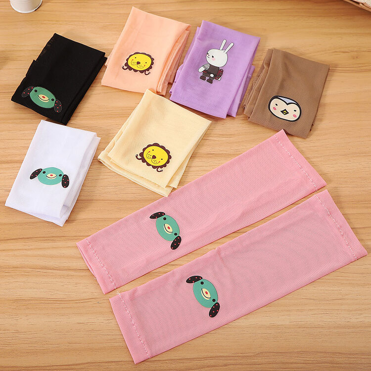 夏季新款可爱儿童防晒袖套卡通印花套袖护袖防紫外线手臂套 颜色混发