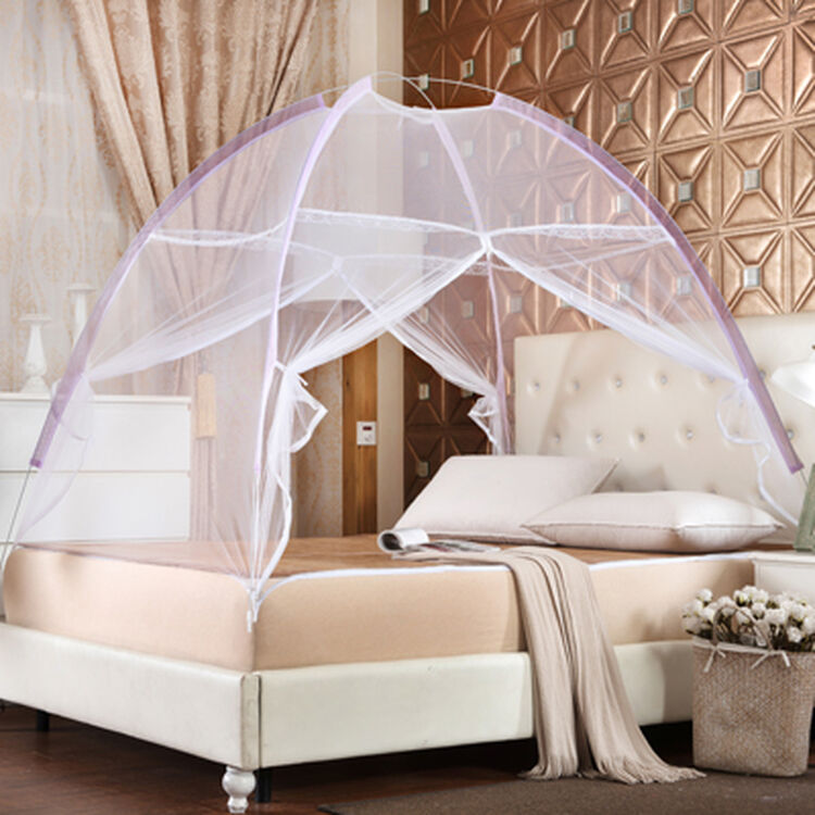 5米1.8m床地铺懒人夏季免装蚊帐1米2 免安装/白色(帐纱边颜色随机) 1.