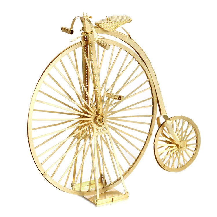金属diy拼装模型3d立体免胶纳米拼图 老式自行车 黄铜金色版