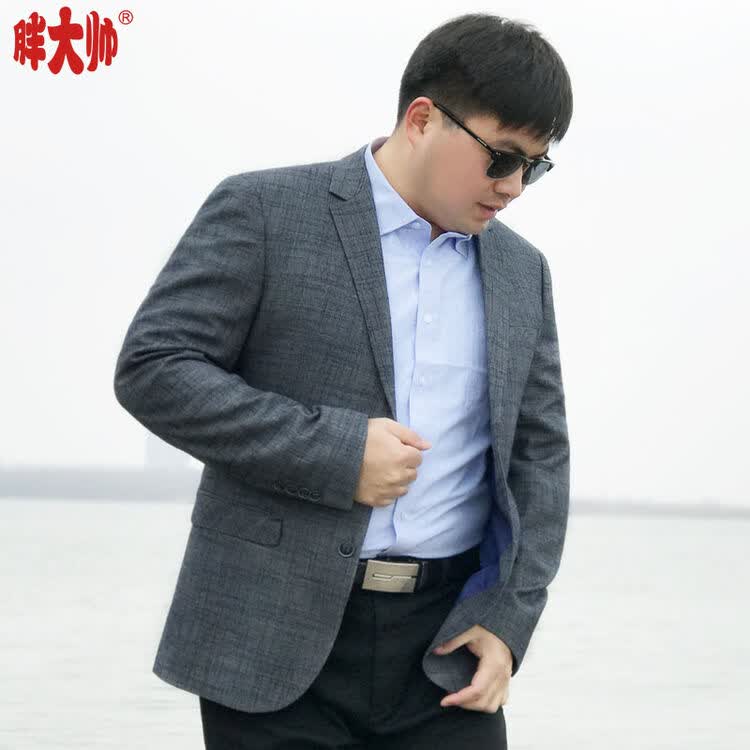 胖大帅2018春季新款大码男装胖子加肥加大单西外套肥佬宽松西服上衣