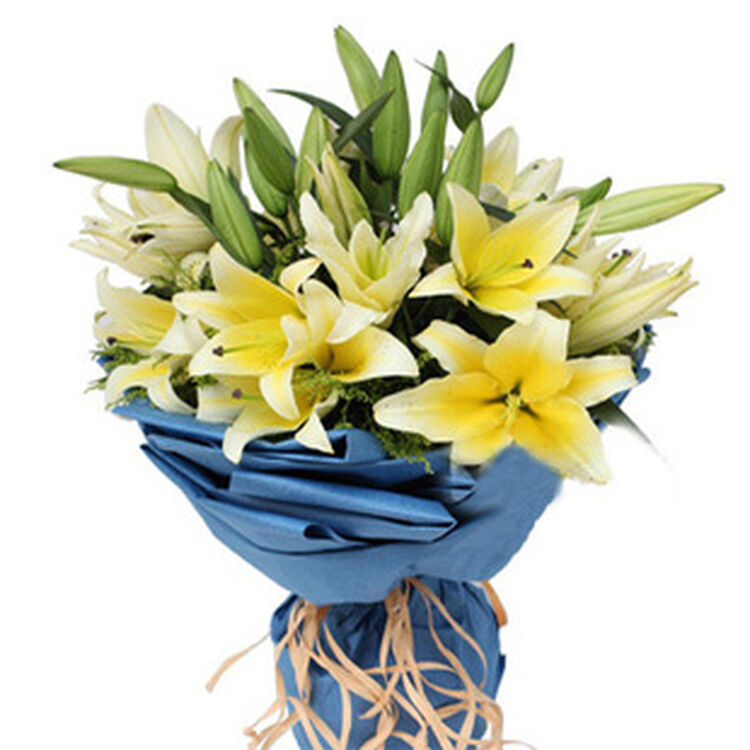 19朵黄色香水百合福州花店同城送花鲜花速递花店生日长辈花束