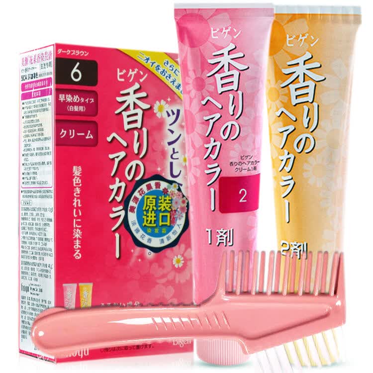 美源 花果香染发剂 一梳纯黑色植物染发膏 男女通用 日本进口染发剂 6