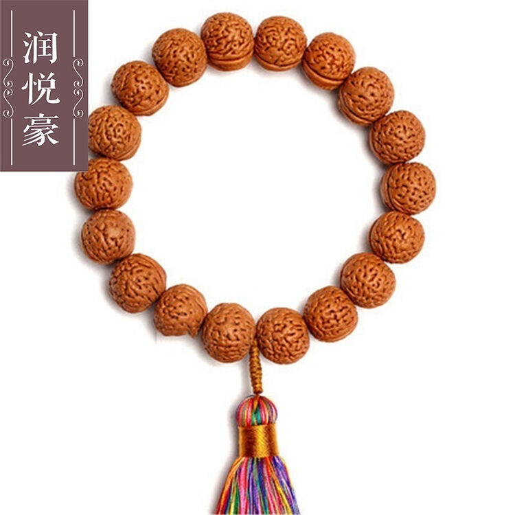 润悦豪 脑纹小桃核18颗手持佛珠念珠男女手链本命年手串