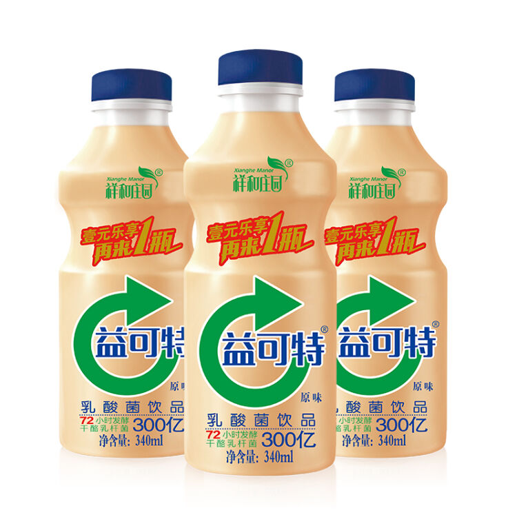 祥和庄园(xianghe manor 乳酸菌饮品整件340ml12瓶装益生菌6种乳酸菌