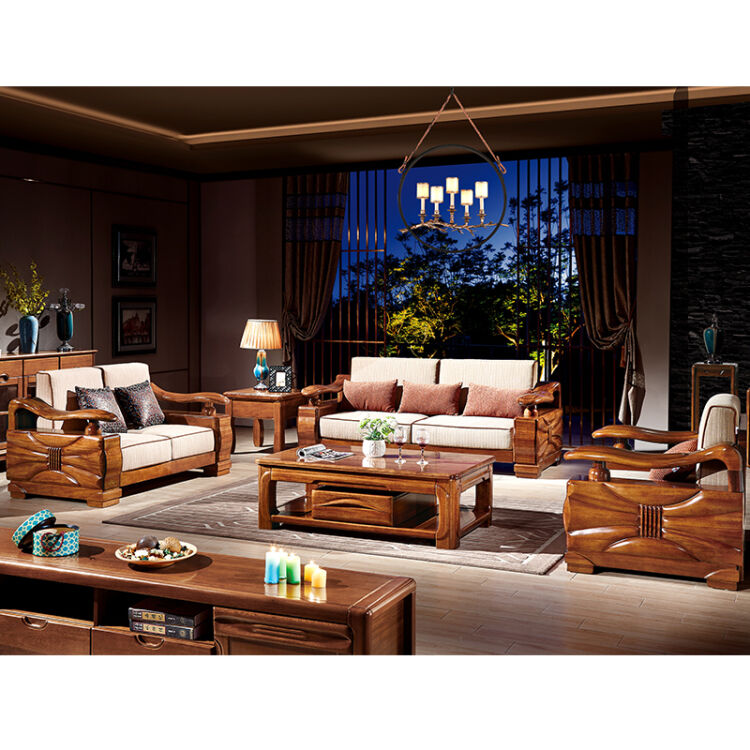 金丝檀木沙发 实木沙发组合沙发 金丝檀木家具 现代中式客厅沙发组合