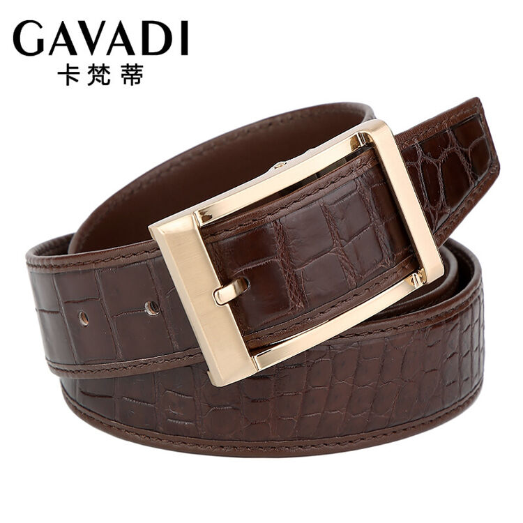 意大利卡梵蒂gavadi 鳄鱼皮皮带 真皮 休闲商务腰带 韩版潮针扣百搭
