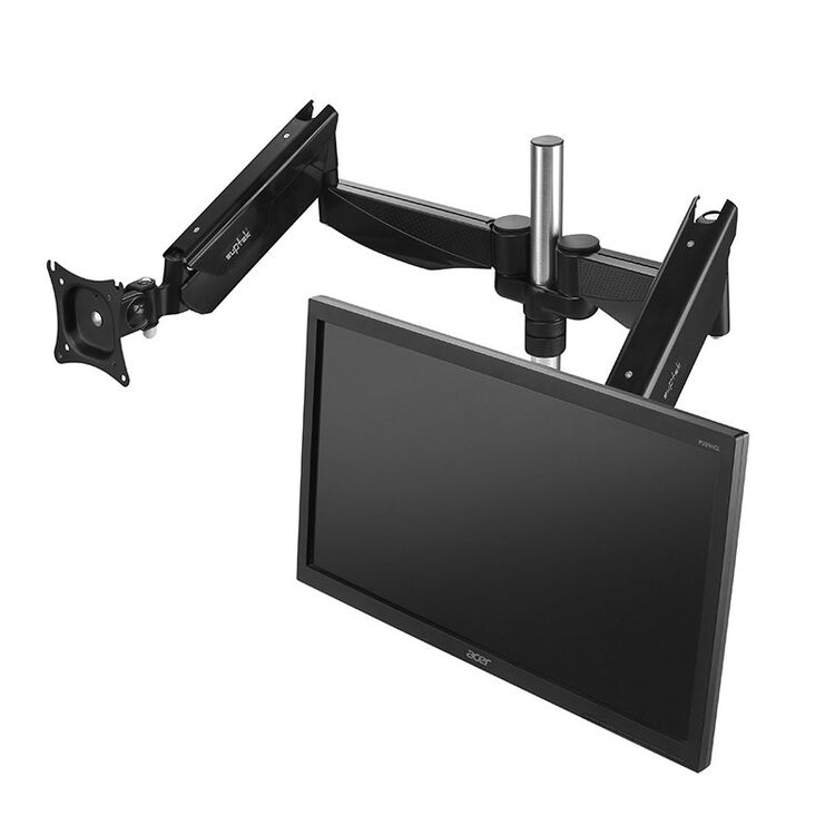 双屏显示器支架旋转桌面升降台式电脑显示屏支架双臂底座挂架 耀石黑