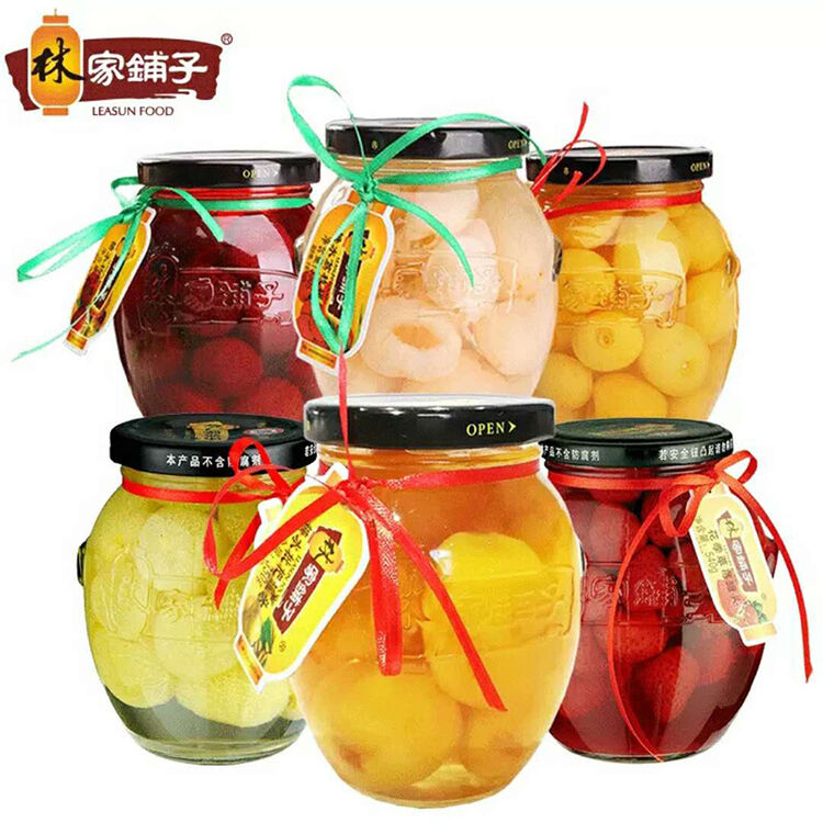 林家铺子 糖水水果罐头混合杨梅荔枝枇杷樱桃葡萄草莓罐头350g*6罐