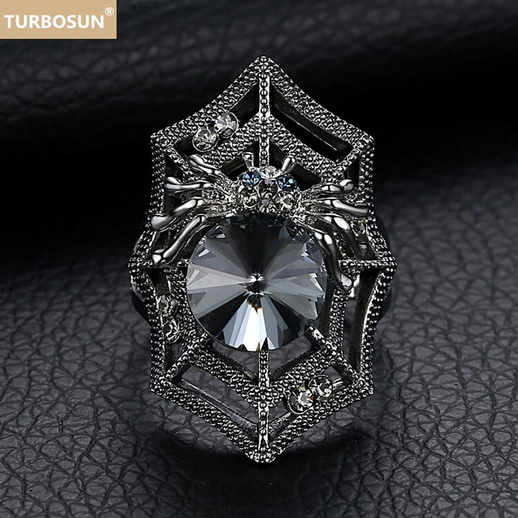 turbosun复古气质戒指女个性蜘蛛网戒指夸张宫廷风食指指环搭配饰品