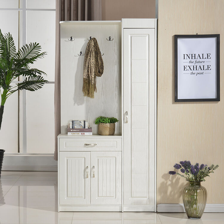 门厅柜鞋柜简约现代入户衣帽柜玄关储物柜带穿衣内镜挂衣柜隔断柜 90*