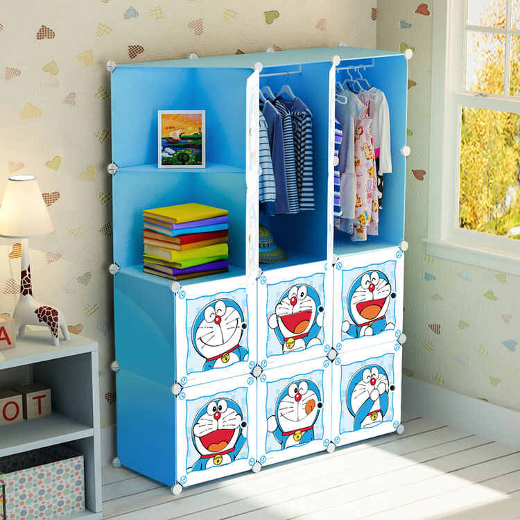 【京东超市】蔻丝 哆啦a梦环保简易衣柜12门8格2挂 简约组合树脂环保