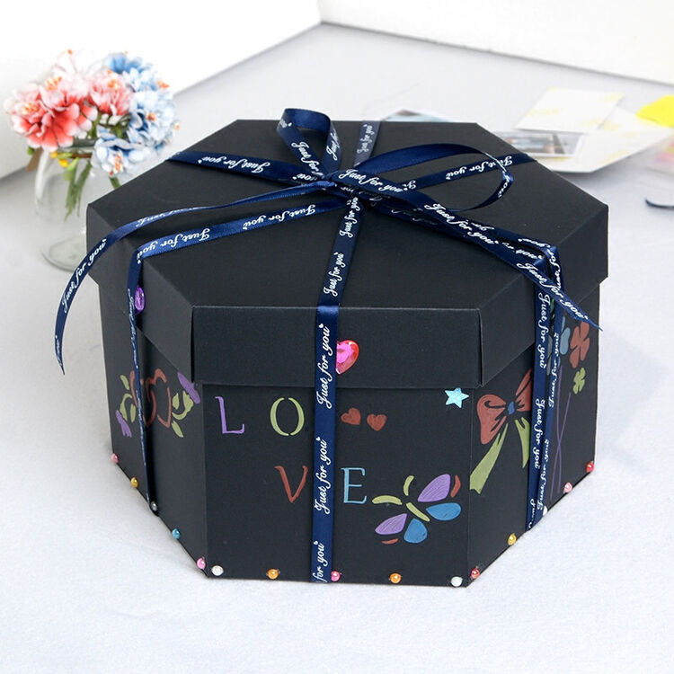 奥古者 新年礼物六边形爆炸盒子diy手工创意惊喜男友女生生日礼物情侣