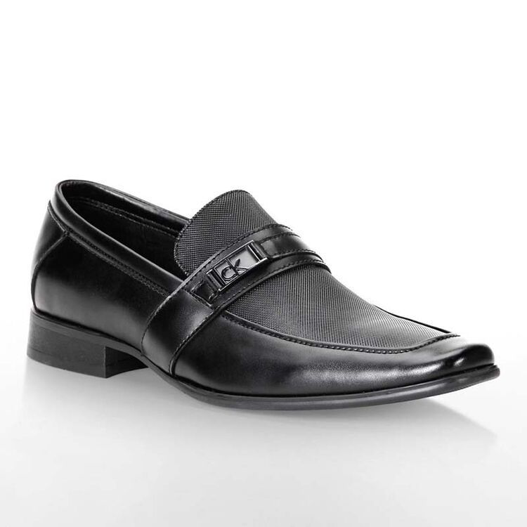 ck 男鞋 calvin klein 男士全真皮皮鞋 全牛皮 带logo ck皮鞋 黑色 39