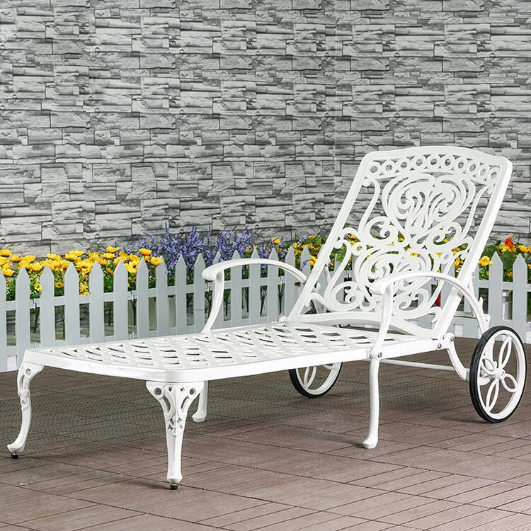 户外铸铝躺床 室外游泳池单人躺椅 家用休闲靠背睡椅 躺床