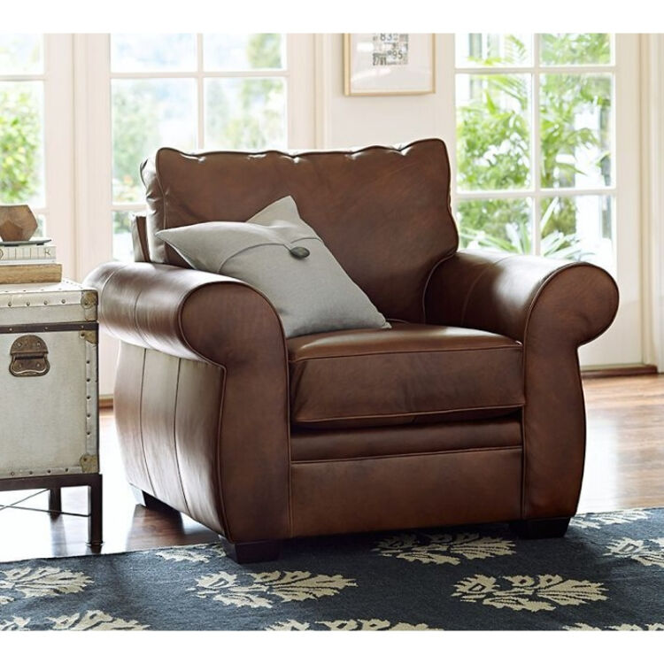 美式沙发 皮尔斯全牛皮单人沙发 进口蜡变皮沙发客厅沙发【图片 价格