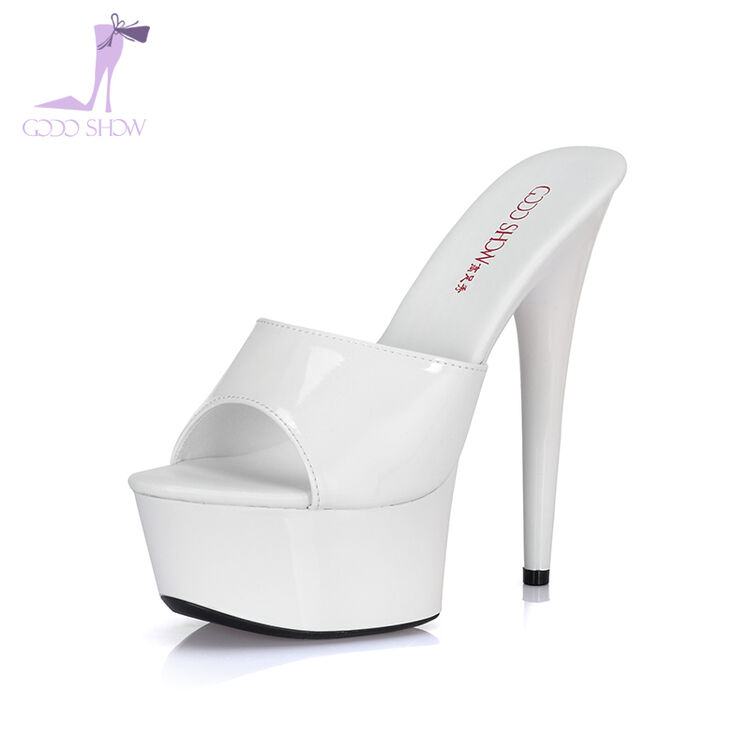 高足秀 时尚女鞋凉拖鞋性感超高跟鞋15cm细跟防水台凉拖鞋模特走秀