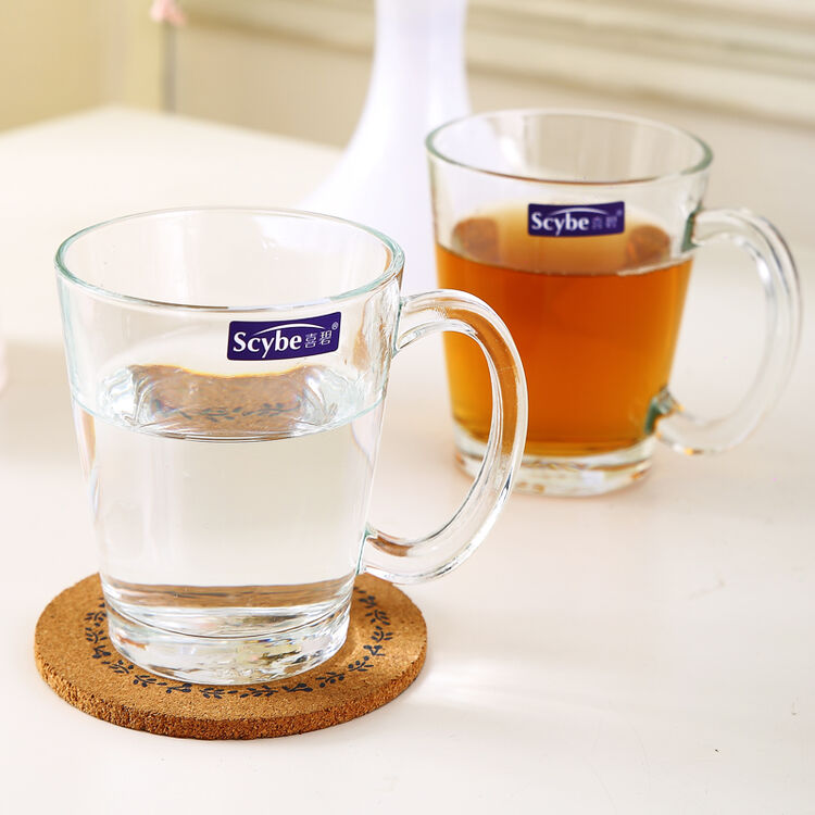 喜碧(scybe)普拉兰加厚玻璃把手水杯茶杯啤酒杯 300ml 2只装