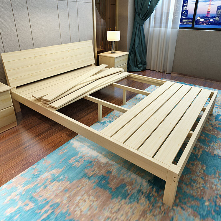 工匠时光实木床架1.5双人床1.8松木单人床原木现代简约床1.